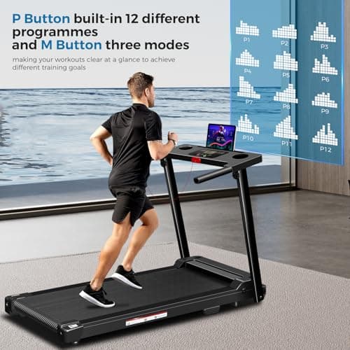 Treadmill with Handles, 2026 Upgraded Small Treadmills Home, Portable Electric Treadmills for Home 300 lbs Capacity,Walking Pad Treadmill,Lightweight Foldable Walking Pad,LED Display(Black) 5