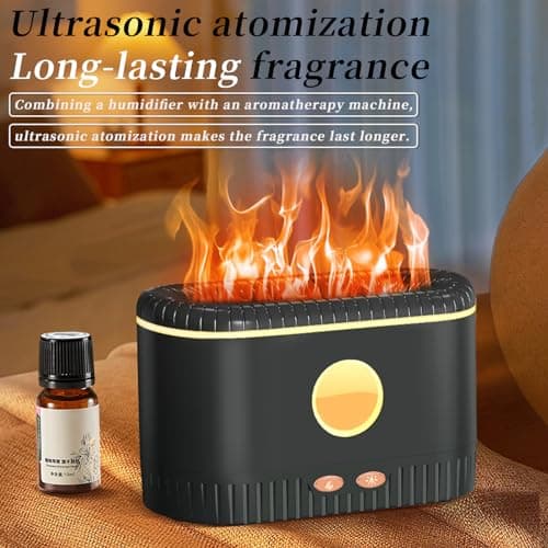 e-hooy Diffuser, 200ml Colorful Flame Air Aroma Diffuser Humidifier, Noiseless Aromatherapy Diffuser with Auto-Off Protection for Home, Office, Bedroom, Gift (LA0630-black) 5