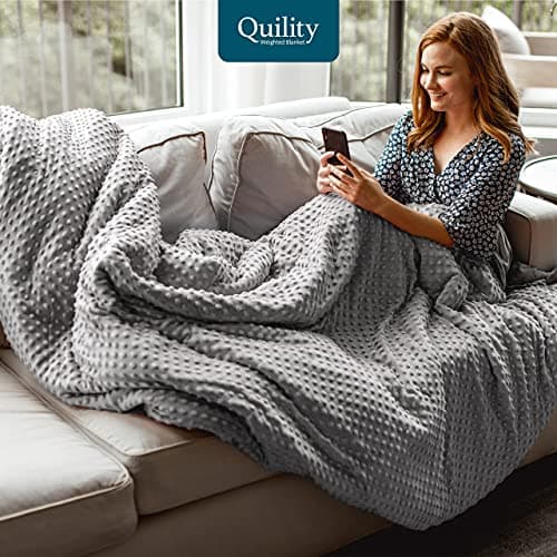 Quility Weighted Blanket for Adults - 30 LB King Size Heavy Blanket for Cooling & Heating - 100% Cotton Big Blanket w/Glass Beads, Machine Washable Blankets - 86"x92", Grey 6