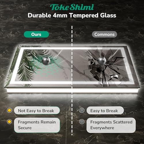 TokeShimi 28x36 LED Mirror for Bathroom,Backlit + Front lit,LED Bathroom Mirror with Lights,Anti-Fog Backlit Mirrror with Tempered Glass,Waterproof,Memory Function,Shatterproof,UL Listed 6