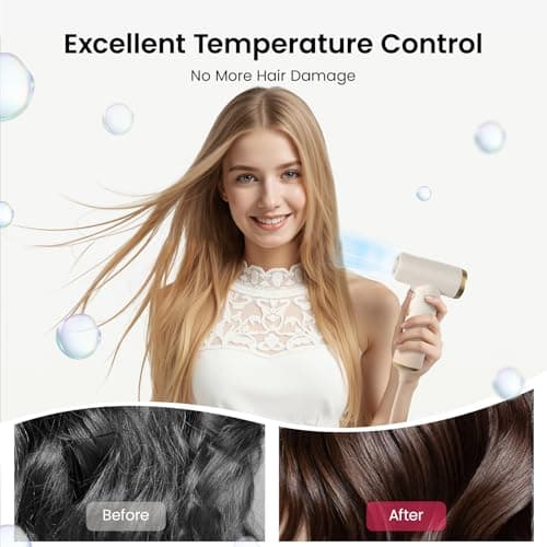 COSHARE Travel Hair Dryer, 110000 RPM High-Speed Brushless Motor, 200g Compact Travel Blow Dryer for Fast Drying, Smart Thermo-Control, Lightweight, Low Noise, Sandy Khaki 5
