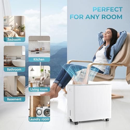 Euhomy 3000 Sq.Ft Energy Star Dehumidifier for Basement, 35 Pint to 85 Pint Dehumidifier with 1.32 Gallon Water Tank Capacity, Auto Drainage,Large Dehumidifiers For Home with 4 Operation Modes 6