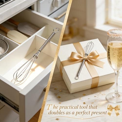 Anaeat Mini Wire Whisks, Set of 2 Portable Stainless Steel Kitchen Tiny Whisk & Egg Beater with Thick Wire - Sturdy Small Mixing Balloon for Cooking, Blending, Whiping, Beating and Stirring (5" + 7") 7