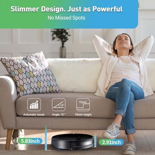 Robot Vacuum and Mop Combo,2 in 1 Mopping Robot Vacuum Cleaner,Wi-Fi/App/Remote,Powerful Suction, Dustbin and Watertank, Self-Charging,Ideal for Pet Hair,Hard Floors and Low Pile Carpet,Dark Black 8