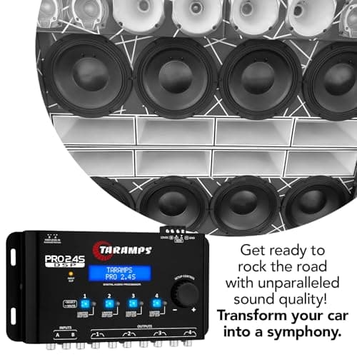 Taramp's Pro 2.4S DSP Crossover full Digital Signal Processor and Equalizer with sequencer 15-band Graphic Equalization 12 preset EQ 2-Channel in and 4-Channel Out 6
