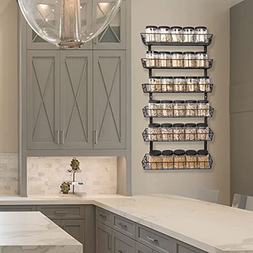 SWOMMOLY Adjustable Wall Mount Spice Rack, 6-Tier Dual-use (Multi-use) Organizer, Black 5