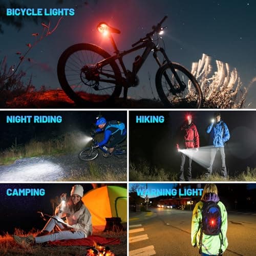 APECYC Bike Lights for Night Riding, Bicycle Front Headlight and Back Taillight with 4+5 Light Modes, USB Rechargeable Bright Bike Headlights for Cyclists and Commuters 7
