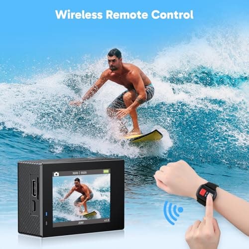 AKASO Brave 4 Action Camera with Waterproof Floating Hand Grip and Carry Bag Bundle - 4K30 20MP Ultra Hd EIS 131ft Underwater Camera 5xZoom Dual Screen with Helmet and Bicycle Accessories Kit 6