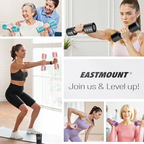 EAST MOUNT Adjustable Dumbbells 5 lb Dumbbells Set of 2 / Pair 10 lb Total Free Weights 6 in 1 Women Hand Weights for Home,Office,Gym Exercise Training 2lb 3lb 4lb 5lb Fast Adjust 5