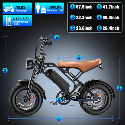 Furider Electric Bike for Adults, 1200W Peak Power Ebike, 28MPH, 48V 18Ah Removable Battery, 35-Mile Range, 500LBS Load, 16'' Fat Tire Electric Dirt Bikes, Electric Mountain Bicycles for All-Terrain 9