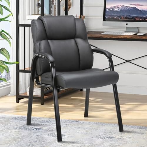 CLATINA Leather Guest Chair with Padded Arm Rest for Reception Meeting Conference and Waiting Room Side Office Home Black 9