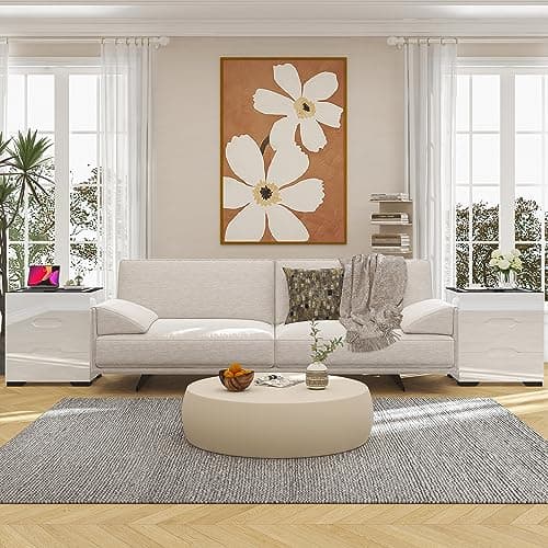 kepptory White Smart Nightstand with Wireless Charging Station & Adjustable LED Lights, High Gloss End Table with 3 Drawers & USB Charging, Bedside Table Organizer for Bedroom Use 6