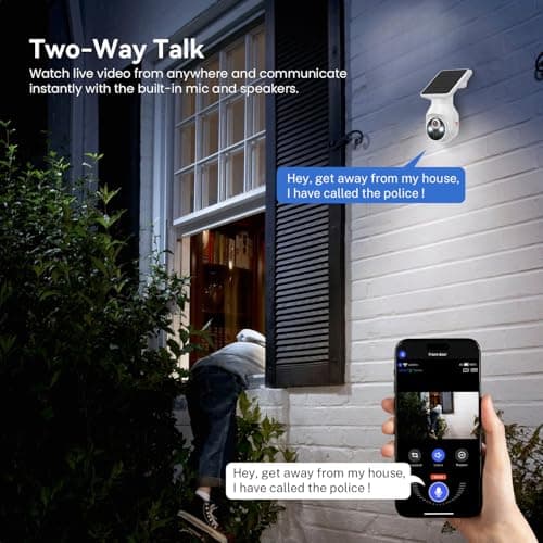 PyreQuad 1080p WiFi Outdoor Security Camera with Solar Panel, Battery Powered, AI Motion Detection, Night Vision, Two Way Talk, IP65, Cloud Storage, Human Detection, 2.4GHz Only, Pan Tilt 6