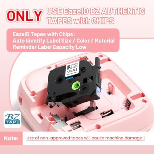 EazeID Pink Label Maker Machine with-Tape, Portable Kids Label Maker, QWERTY Keyboard Labeler Handheld, D210S Easy Labeler with Multiple Fonts Frame Barcode for Home Office School Supplies 8