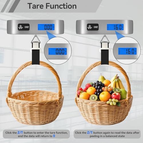 Luggage Scale 2 Pack Dr.meter Travel Scale Essentials Backlight LCD Display 110lb/50kg Luggage Weight Scale Portable Handheld Scale with Rubber Paint, Temperature Sensor, Battery Included 5