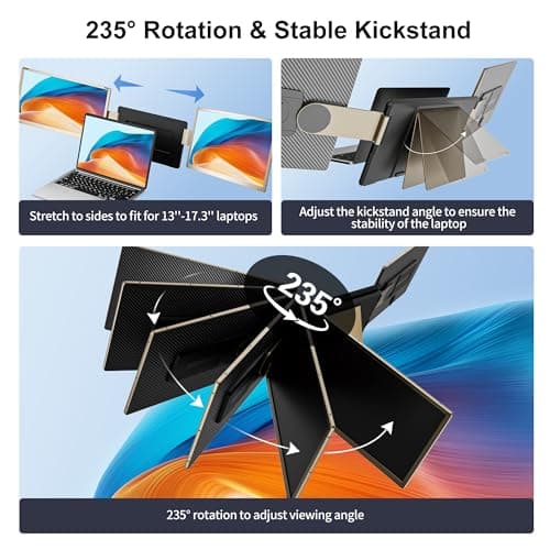 LivElect-m 15.6" Triple Laptop Screen Extender, FHD 1080P IPS Laptop Monitor Extender, Detachable Screen Travel Monitor Laptops with Speakers, Plug&Play, Compatible with Mac/Android/Win 5