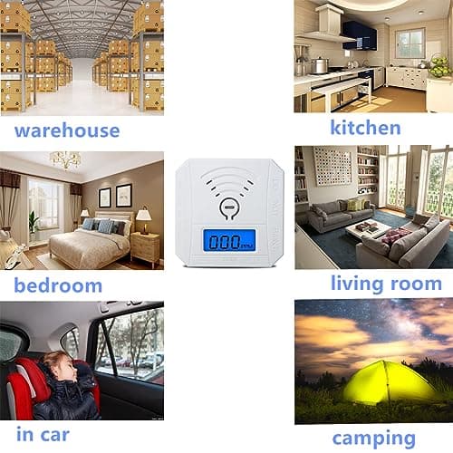 COOKSS Carbon Monoxide Detector 2 Pack,CO Gas Monitor Alarm with LCD Digital Display and Sound Warning，Battery Powered High Accuracy CO Alarm for Home,Office,Warehouse 5