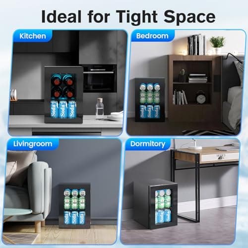 Electactic 24 Cans Beverage Refrigerator Cooler, Mini Fridge Countertop Drink Cooler for Soda, Canned Beer, Adjustable Digital Temperature Control for Home Dorm Office, Black 5