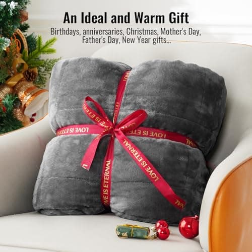 Uttermara Weighted Blankets for Adults Queen Size, 15lbs 60x80 inches Blanket with Soft Warm Plush Sherpa Fleece, Washable Thick Heavy Throw for Sleep, Anxiety and Calming, Grey 5