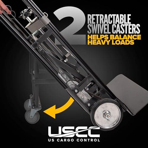US Cargo Control Appliance Dolly Heavy Duty with Stair Climber & Kickback Wheels, 1,200 LBS Capacity, Industrial Appliance Hand Truck with Single Auto Recoil Strap System, Heavy Duty Steel Hand Truck 6