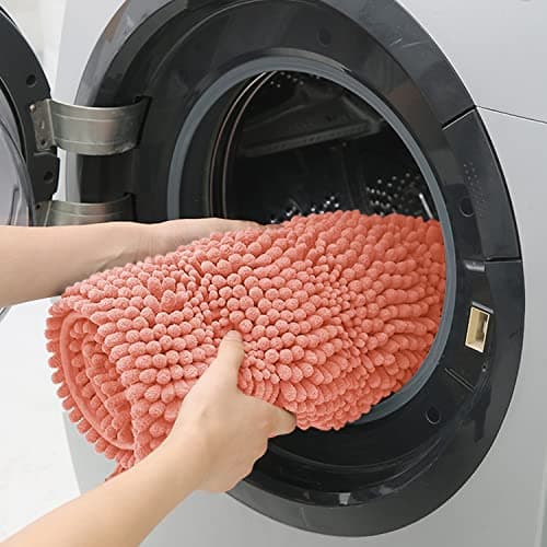 ACCUMTEK Striped Coral Bathroom Rug Set 3 Pieces Ultra Soft, Non Slip Chenille Toilet Mat, Absorbent Plush Shaggy Bath Mats for Bathroom, Bedroom, Kitchen 6