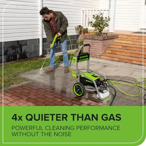 Greenworks Pro Brushless 3000 PSI (CSA Certified) 2.0 GPM Max / 1.1 GPM Electric Pressure Washer (Foldable Handles, Rugged Steel Frame, 25 FT Hose, 35 FT GFCI Power Cord) 8