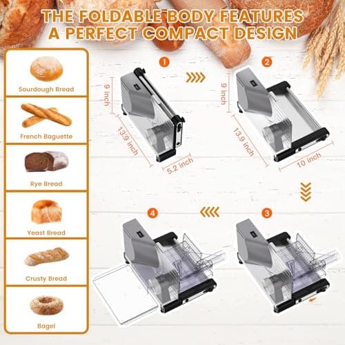 AERKINE Meat Slicer Machine for Home - 120W Deli Food Slicer with Removable 6.7" Stainless Steel Blades, 0-18mm Adjustable Thickness, Easy to Clean, Electric Meat Slicer for Meat Cheese Bread 6