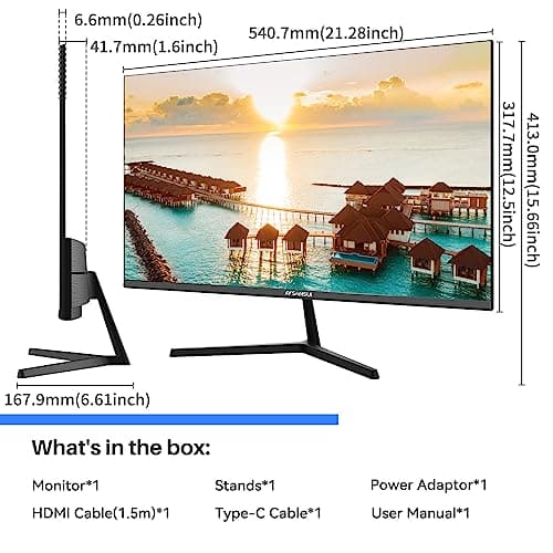 SANSUI Monitor 24 inch 100Hz IPS USB Type-C FHD 1080P Computer Display Built-in Speakers HDMI DP HDR10 Game RTS/FPS Tilt Adjustable for Working and Gaming (ES-24X3 Type-C & HDMI Cable Included) 9