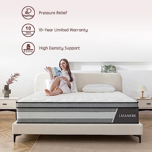 LMANKBK Queen mattress, 12 Inch Innerspring Hybrid Mattresses in a Box with Gel Memory Foam, Individually Wrapped Encased Coil Pocket Spring Mattress, Pressure Relief, Medium Firm Support, 60"*80"*12" 6