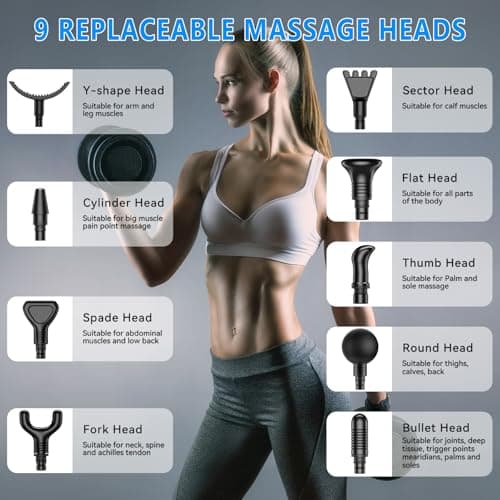 APHERMA Massage Gun, Muscle Massage Gun for Athletes Handheld Electric Deep Tissue Back Massager, Percussion Massage Device for Pain Relief with 30 Speed Levels 9 Heads Black 5