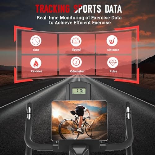 Exercise Bike, CHAOKE Stationary Bikes for Home with 330lbs Weight Capacity, Indoor Cycling Bike with Comfortable Seat Cushion, Silent Belt Drive, LCD Monitor for Home Gym Cardio Workout Training 7