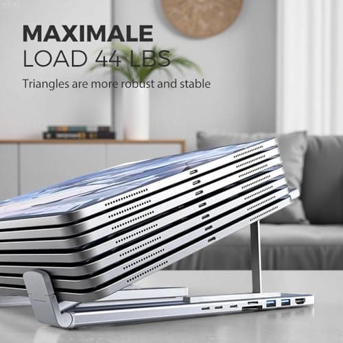 2025 New 8-in-1 USB-C Laptop Stand & Docking Station - 4K HDMI, 2X USB-A 3.0, 2X USB-C, 100W PD Input, SD/TF Card Reader - Universal for Office & Home 7