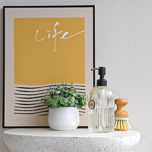 JASAI 18Oz Simple Glass Soap Dispenser with Black Rust Proof Pump,Refillable Kitchen soap Dispenser with Vertical Stripe, Bathroom Soap Dispenser for Dispense Hand soap, Dish Soap, Lotion. 6