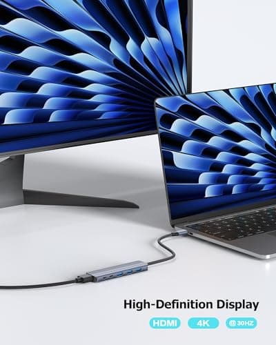 Glomtheia USB C Hub HDMI Multiport Adapter Dongles for MacBook Pro/Air Mac iPad Laptop, Tpye C Docking Station Multiple Dock with 4k@30Hz HDMI, USB A 3.0, USB C 3.0, 100W Pass Through Charging 5