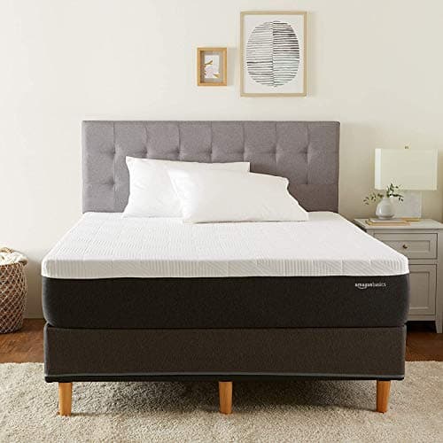 Amazon Basics Gel Memory Foam Mattress, Firm, Cooling, Full Size Mattress, CertiPUR-US® Certified Foam, 75 x 54 x 12 inches, White/Gray