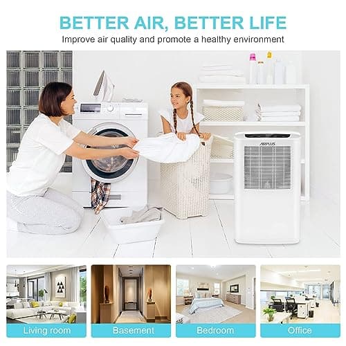 AIRPLUS Dehumidifiers for Home, 3000 Sq. Ft 35 Pint Dehumidifier for Basement with Drain Hose, Ideal for Large Room, Bathroom & Bedroom, with Timer, Washable Air Filter 6