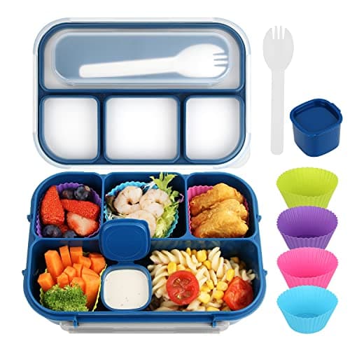 MaMix Bento Box Adult, Lunch Box Kids, Lunch Containers for Adults/Kids/Students,1300ML-4 Compartment Bento Box (blue)
