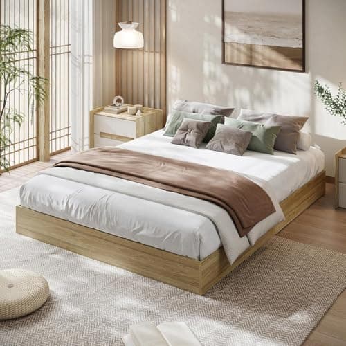 GarveeHome Queen Size Wood Platform Bed Frame, Wooden Bed Frame Without Headboard, Wood Slat Support, No Box Spring Needed, Easy Assembly 7