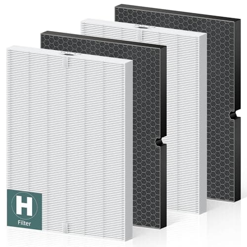 PETOX 116130 Replacement Filter H for Winix 5500-2 AM80 Plasmawave Air Purifier, True HEPA Filter and Activated Carbon Filter Combo Pack, 2 Set