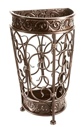 Brelso Super Quality Umbrella Stand, Umbrella Holder, Antique Look Metal, Entry Hallway Décor, Wallside Style, w/Removable Drip Tray (Bronze)
