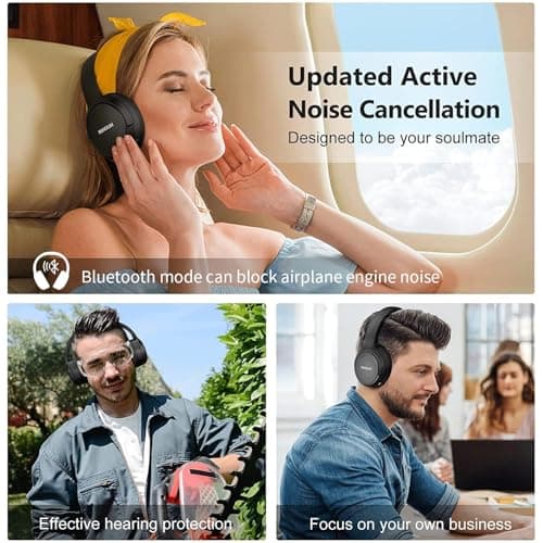 RUNOLIM Hybrid Active Noise Cancelling Headphones, Wireless Over Ear Bluetooth Headphones with Microphone, 70H Playtime, Foldable Headphone with HiFi Audio, Deep Bass for Home Travel Office 5