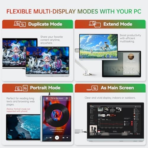 Intehill 14" Portable Monitor 2.5K, 2560x1600 Portable Screen for Laptop, 16:10 Travel Monitor with Tempered Glass, 100% sRGB HDMI Portable Display, Mobile External Display with Stand & Speaker, Q14ZA 5