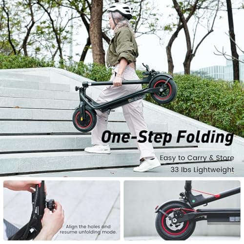 Electric Scooter, 22 Miles Long Range, 21 MPH Max Speed, 10" Pneumatic Tire, 500W Powerful Motor, Disc Brake & Smart APP, with Lights, Portable Foldable Commuting Electric Scooter for Adults and Teens 6