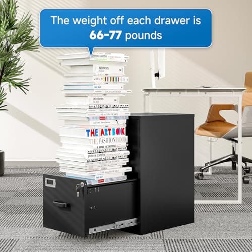 BYNSOE 2 Drawer File Cabinet with Lock Vertical Filing Storage Cabinet Office Home Steel Vertical File Cabinets for Letter Size File Cabinet Locked,Assembly Required 6