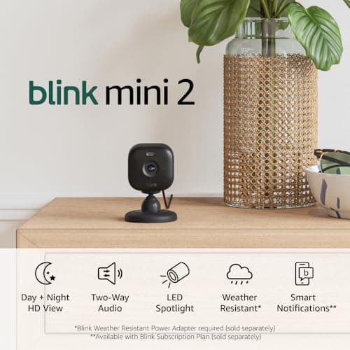 Blink Mini 2 — Home Security & Pet Camera(s) with HD video, color night view, motion detection, two-way audio, and built-in spotlight — 2 cameras (Black) 6