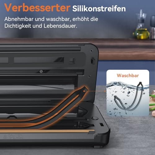 Vacuum Sealer Machine, Food Sealer Vaccum Sealers for Food 80KPA Automatic 8-IN-1 Sealing Dry/Moist Mode with Build-in Cutter&Storage, Digital Countdown, Air Suction Hose, 2 Roll-Bags, 11 Vacuum Bags 6