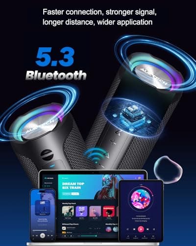 AUKTECH 30W Portable Bluetooth Speaker, IPX7 Waterproof, 24H Playtime, LED Lights, Bluetooth 5.3, Wireless Speaker for Outdoor, Home, Party, Beach, Shower 6