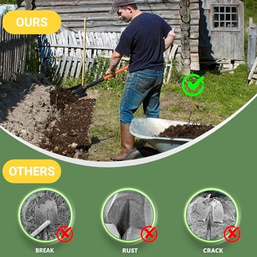 Shovel, Garden Shovels for Digging, Small Spade Square Trench Shovel with 43.3" Metal Handle,Mini Transfer Small Flat Shovels for Gardening,Planting,Digging,Landscaping,Camping,Kids Sand Beach Shovels 5