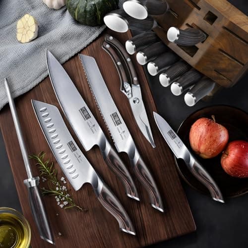 HOSHANHO 16-Piece Knife Set, Japanese High Carbon Stainless Steel Kitchen Knife Set, Ultra Sharp Chef Knife Block Set with Sharpener 7