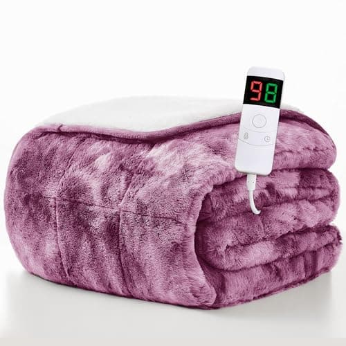 Homemate Heated Weighted Blanket for Adults - 62"x84" 20lbs Electric Throw Fast Heating Heavy Blanket 1/2/4/6/8 Hour Auto Off 10 Heat Levels Over-Heat Protection Luxury Faux Fur Sherpa